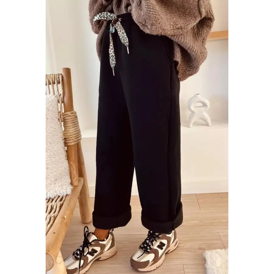High Waisted Straight Pants with Drawstring