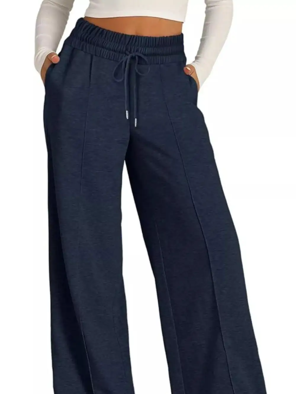 Wide Leg Drawstring Relaxed Fit Pocketed Pants