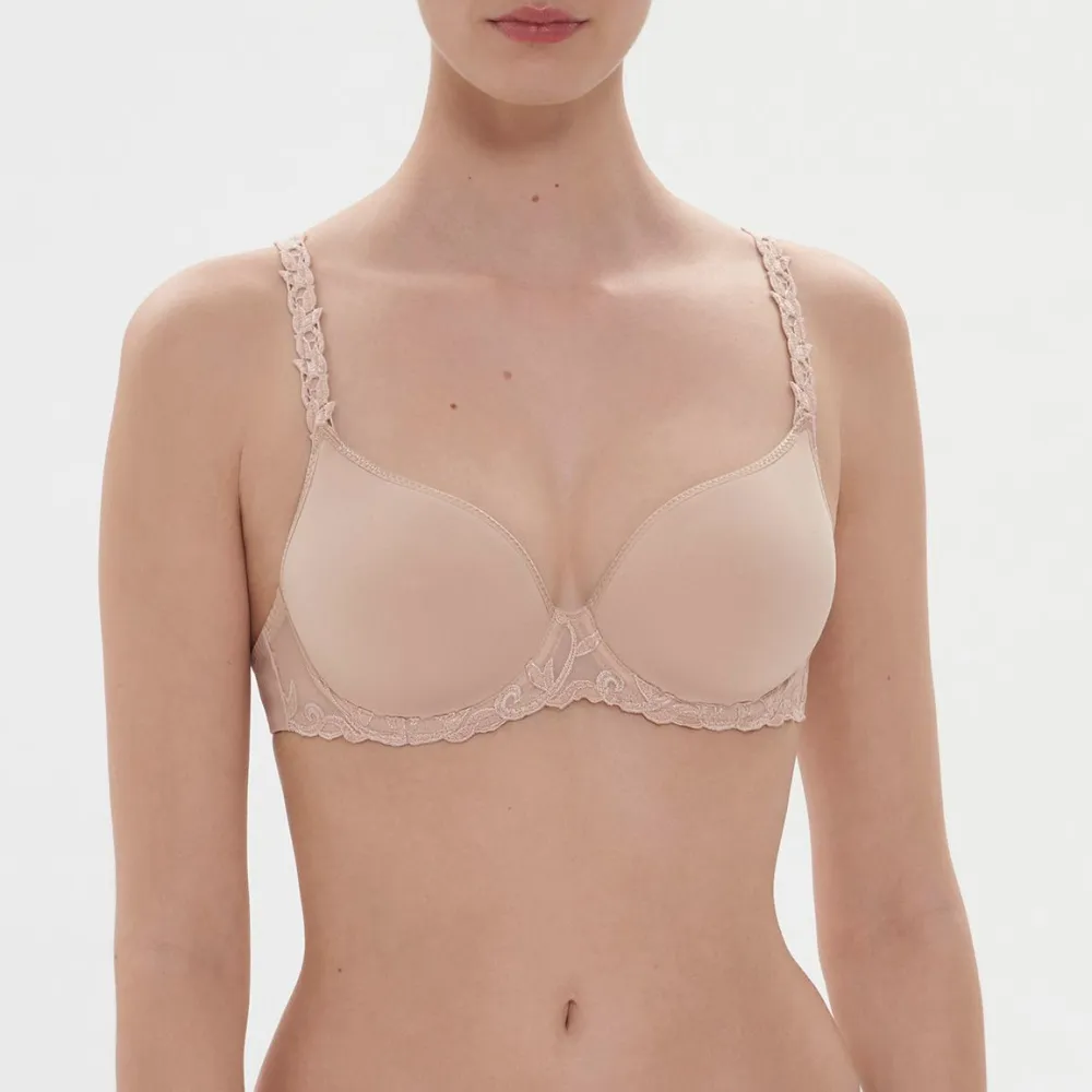 Women's Plunge Underwire Spacer Seamless Multiway Guipure Lace Embroidery Mesh Bra