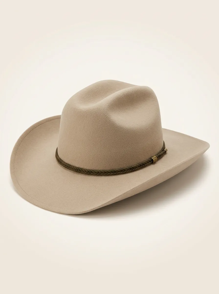 Beige Western Cowboy Hat with Simple Band