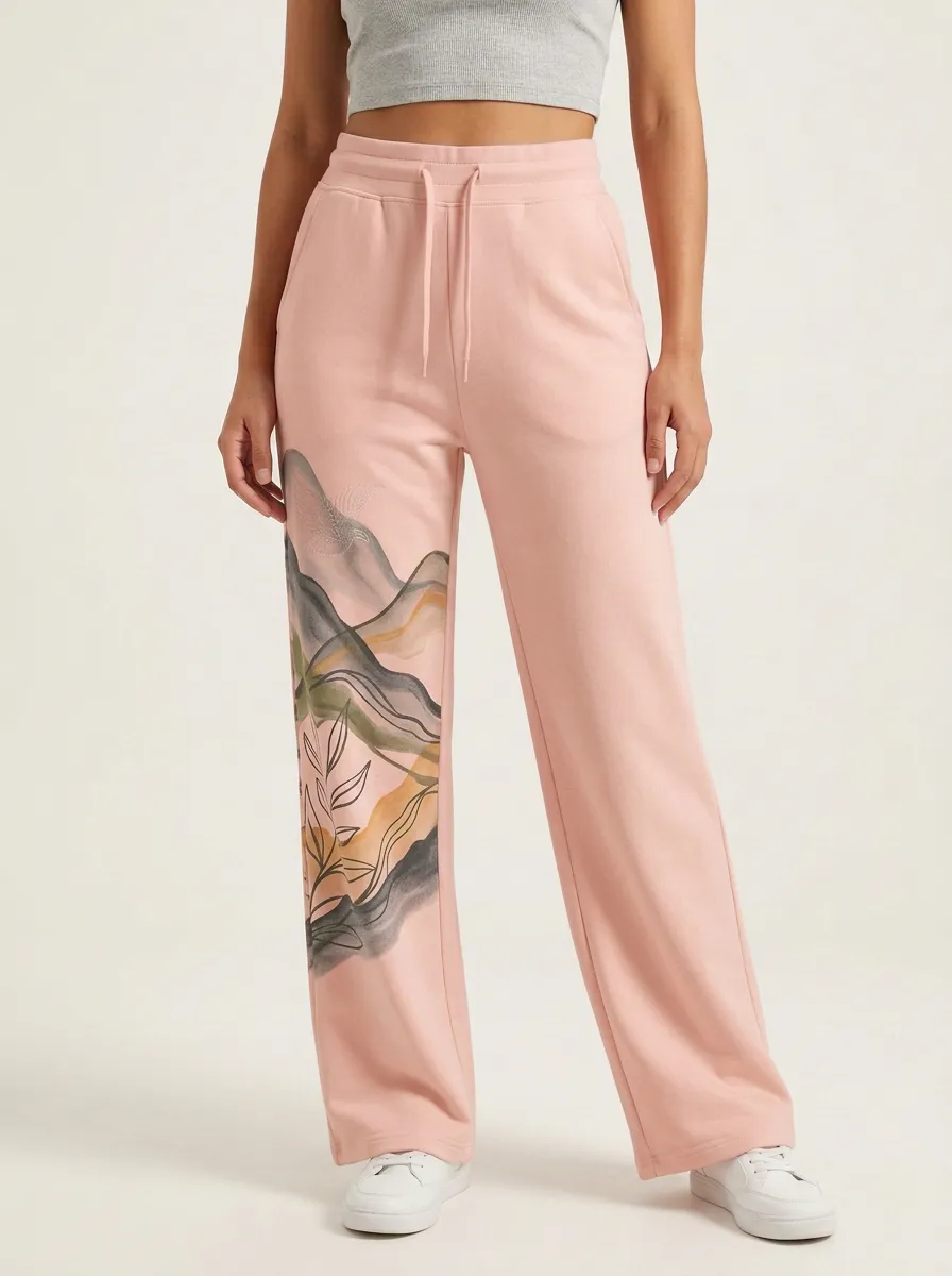 Women's Off-White Botanical Print Wide-Leg Sweatpants
