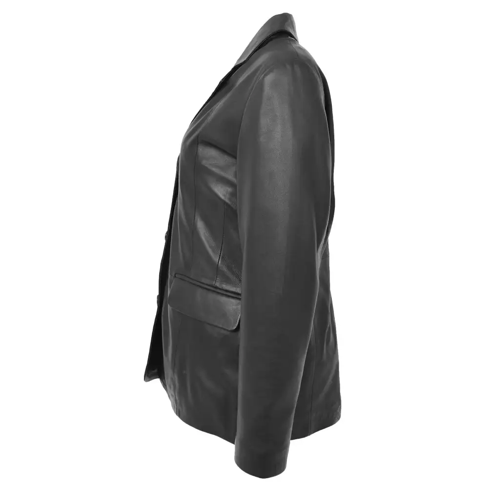 Button Front Leather Blazer