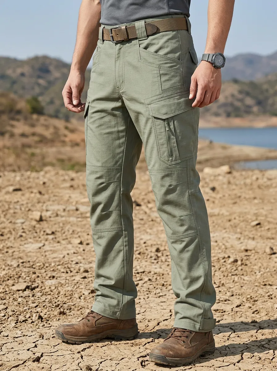 Men's Streamlined Reinforced-Knee Multi-Pocket Waterproof Tactical Cargo Pants