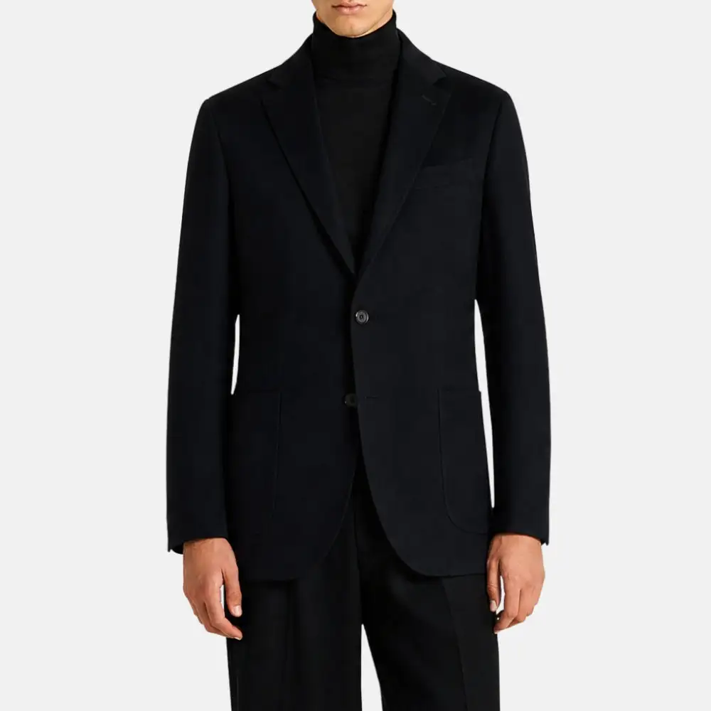 Refined Leather Cashmere Blazer Jacket