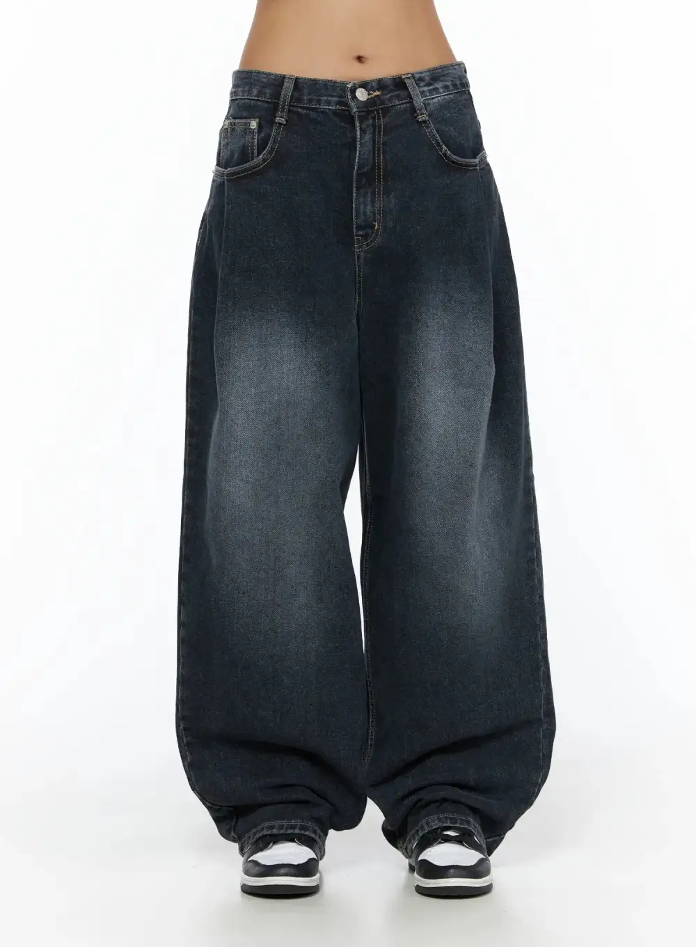 Wide-Fit Pintuck Jeans