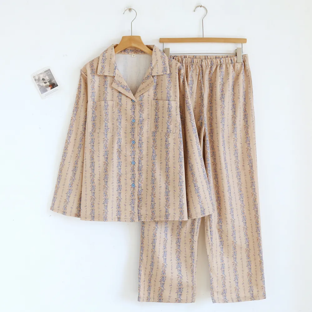 Cotton Floral Stripe Pajama Set