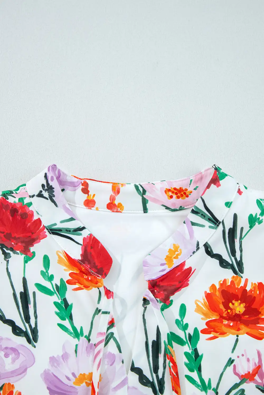 Layered Detail Floral Printed Puff Sleeve Mini Dress