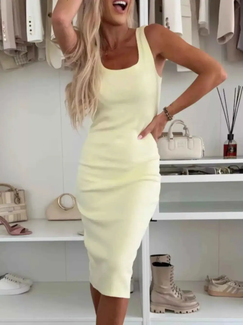 Plus Size Slit Square Neck Dress and Outerwear Set