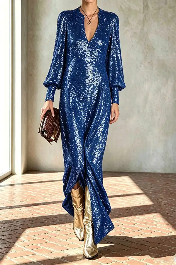 Delicate V Neck Top And Flowing Maxi Skirt Set