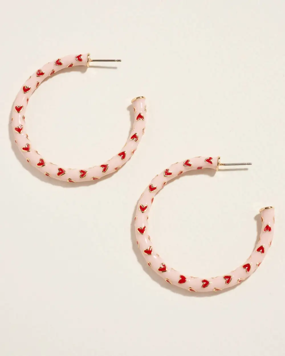 Heart Twisted Enamel Refined Hoop Earrings