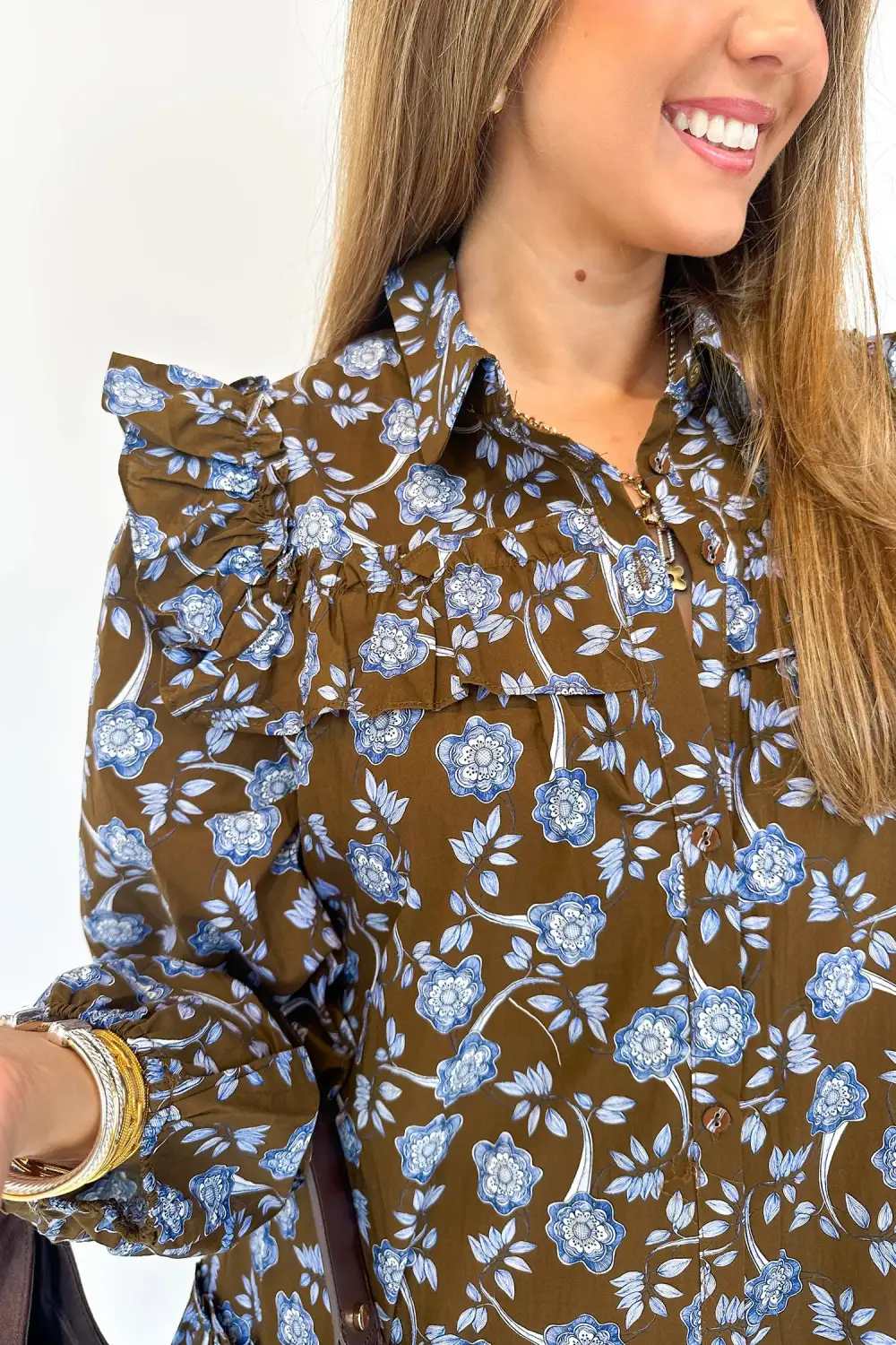 Floral Printed Button Front Dress Casual