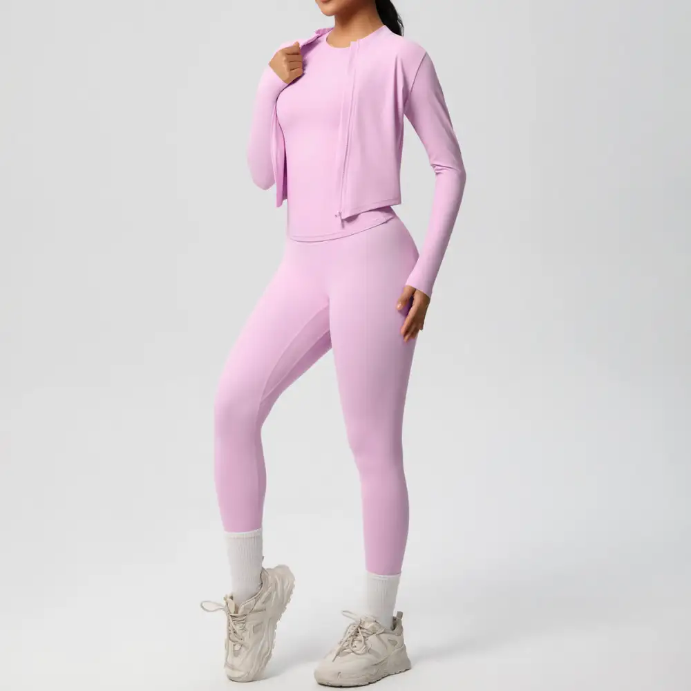 Short-Sleeve Quick-Dry Jacket, Top and Leggings Active Set