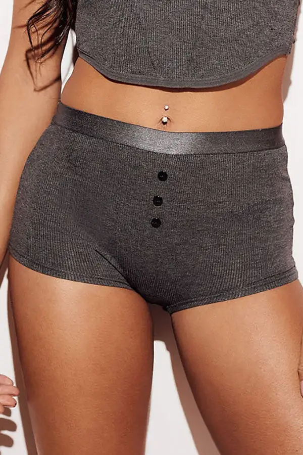 Ribbed Soft Button Boyshort
