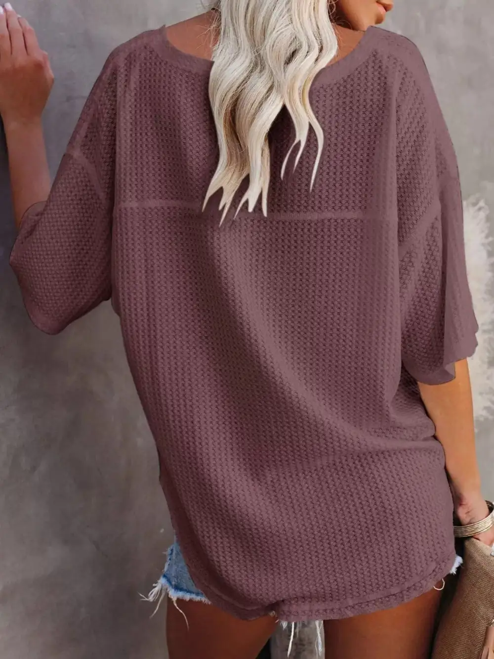 Relaxed V-Neck Short-Sleeve Knit T-Shirt