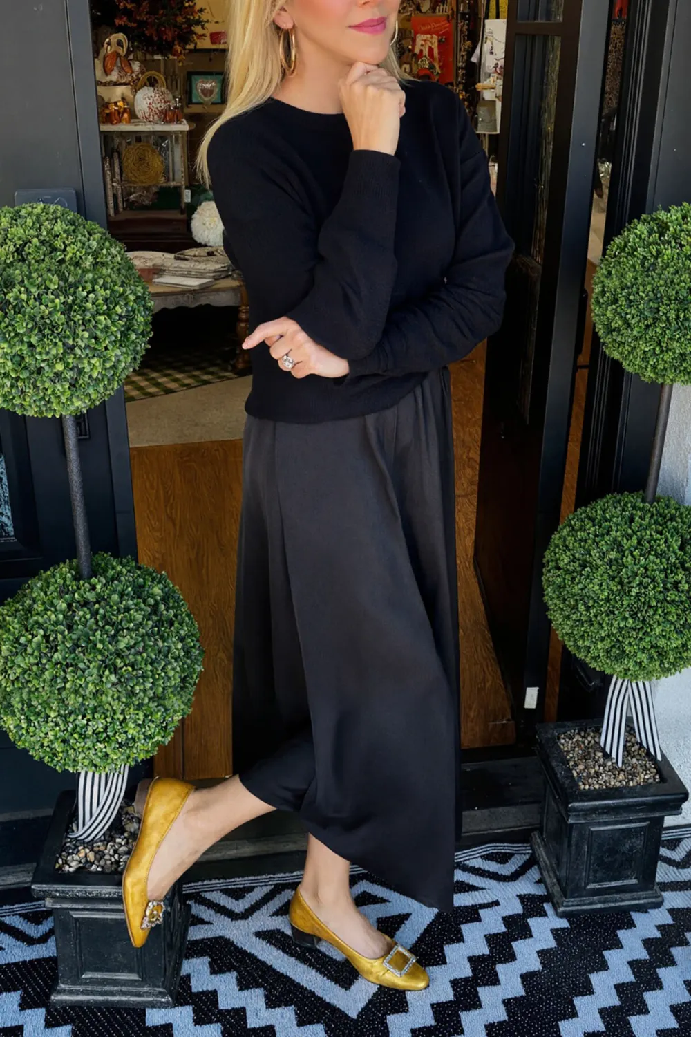 Fashion Knit Ruched Sweater And Satin Midi Dress