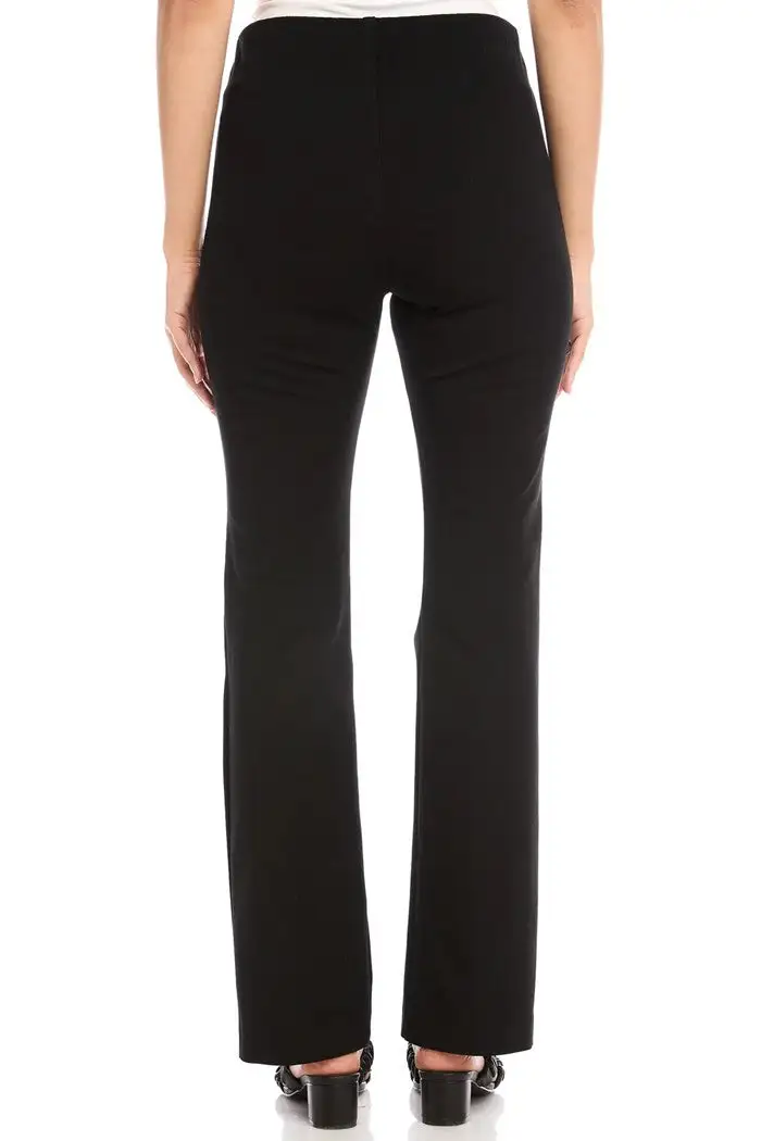 Women's Black Button Up Hem Straight Pants