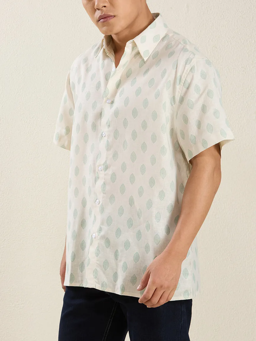 Active Printed Pure Linen Linen Men's Formal Shirt