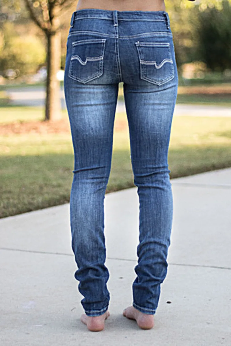 Distressed Low Rise Skinny Jeans