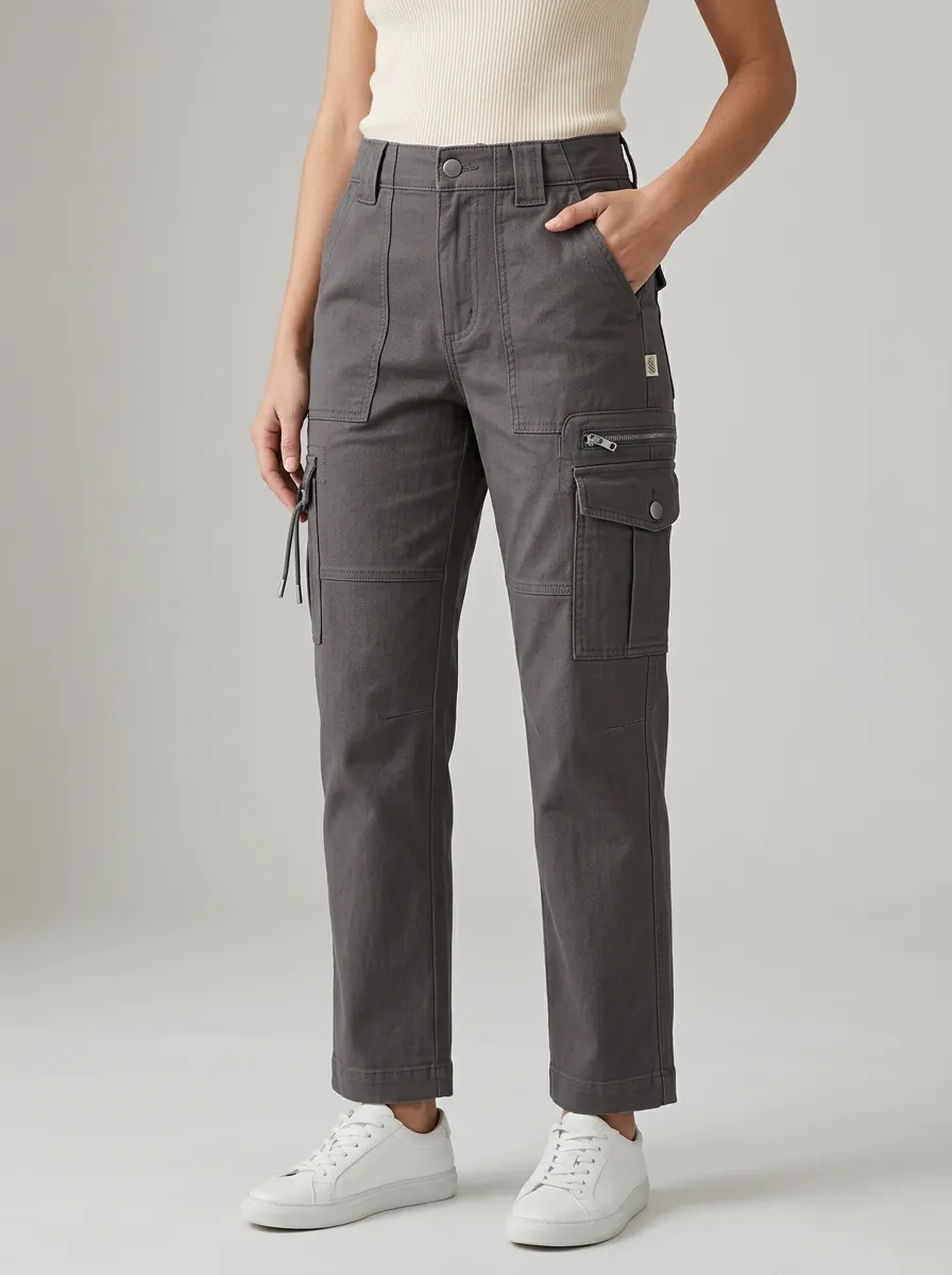 Women's Cargo Multi-Pocket Modern Workwear Straight Leg Pants