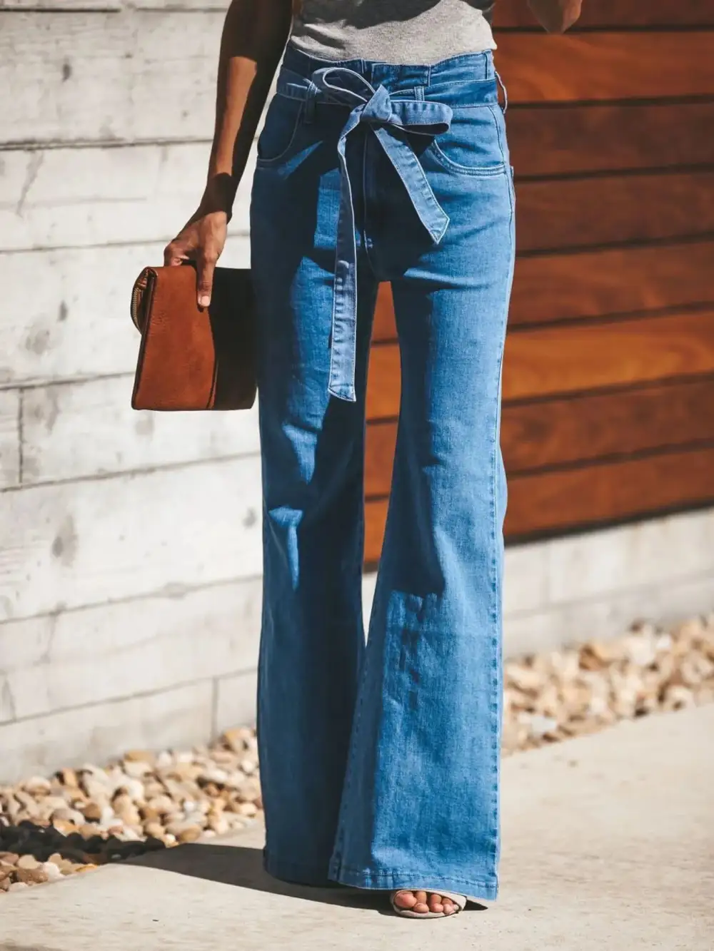 Tiered Drawstring Denim Jeans