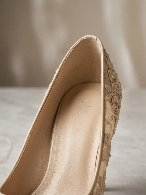 Floral Lace-Detail Embroidered Mesh Women's Formal High Heels