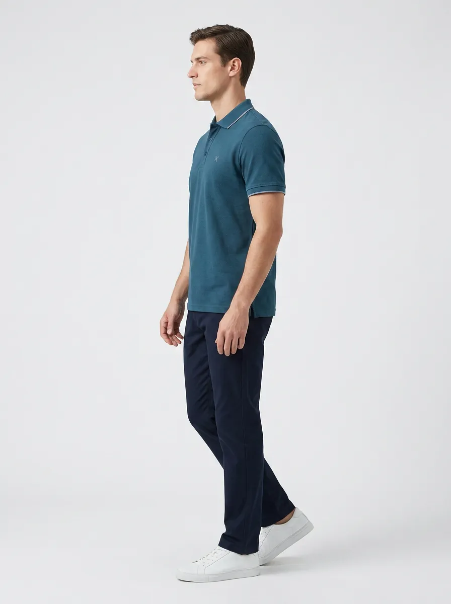Cross-Detail Embroidered-Detail Men's Polo Shirt