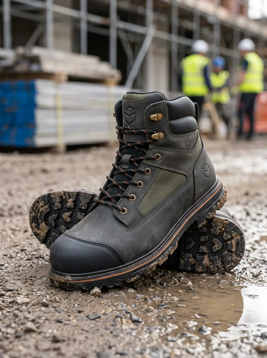 Protective-Look Leather-Look Men's Waterproof Work Boots