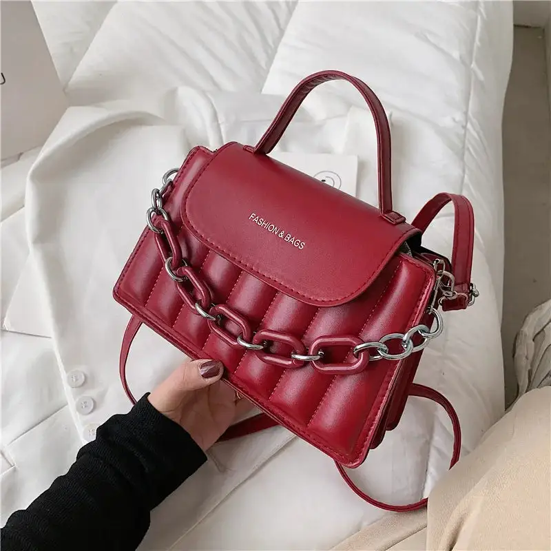 Edgy Quilted Black Chain Crossbody Bag