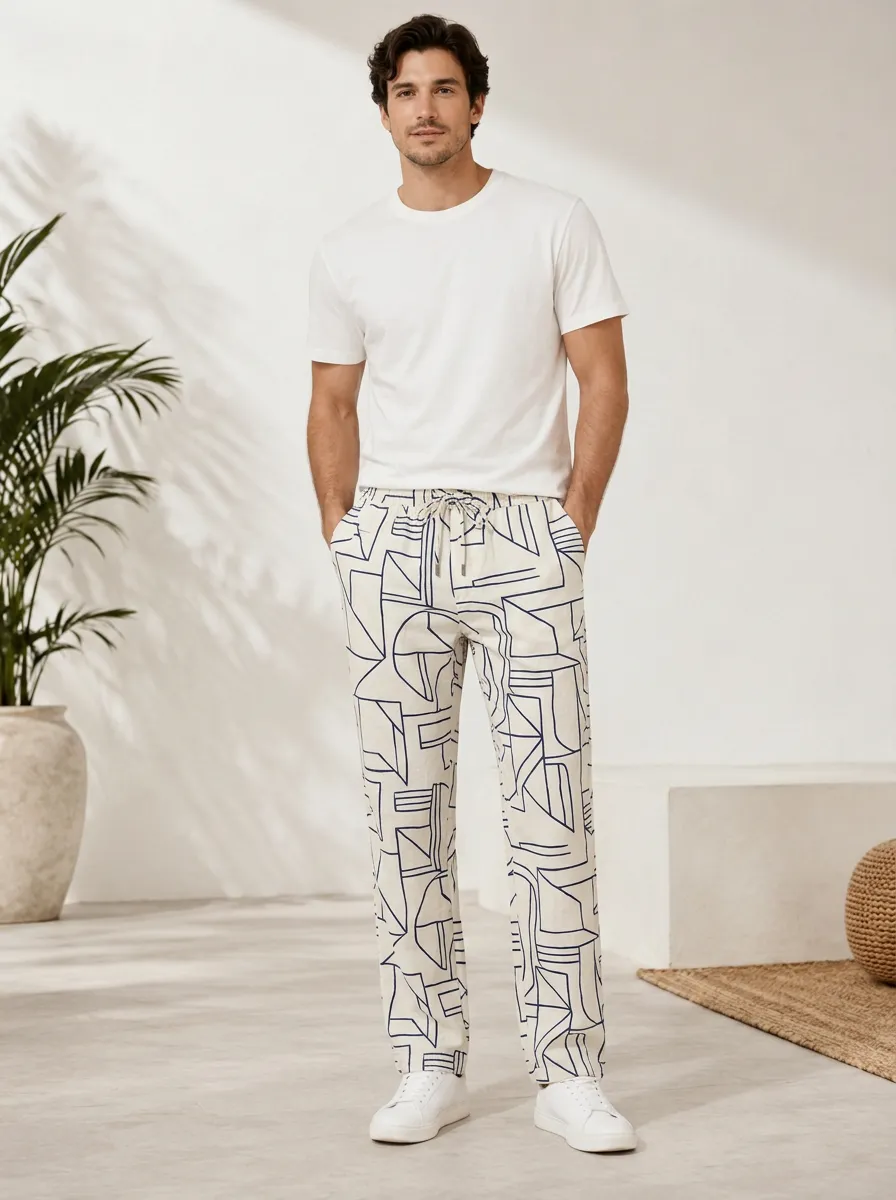 Bold Pattern Graphic Print Abstract Print Geometric Print Men's Printed Casual Pants