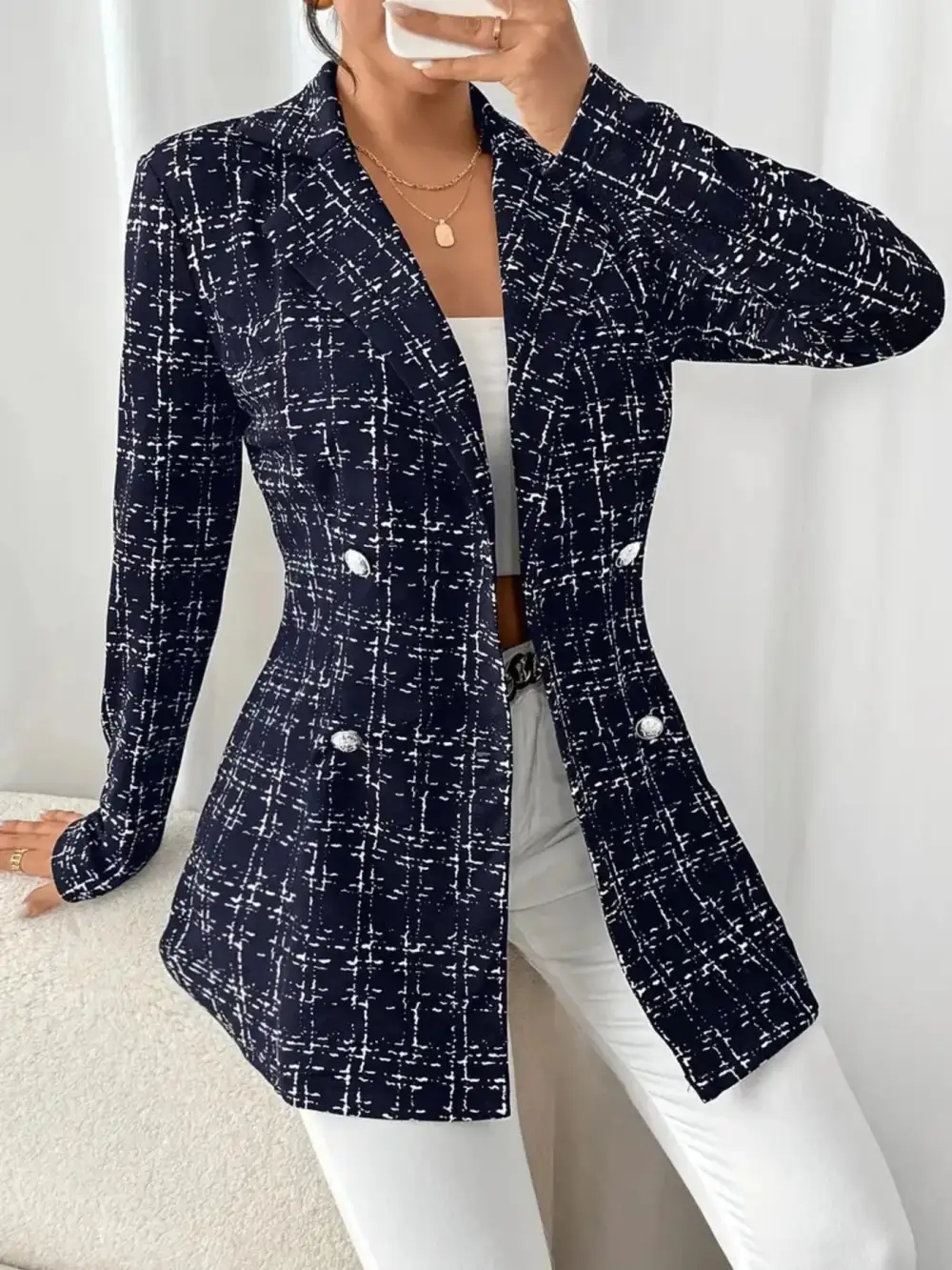 Double-Breasted Tweed Blazer