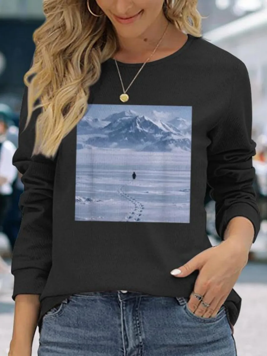 Snow Mountain Round Neck T-Shirt