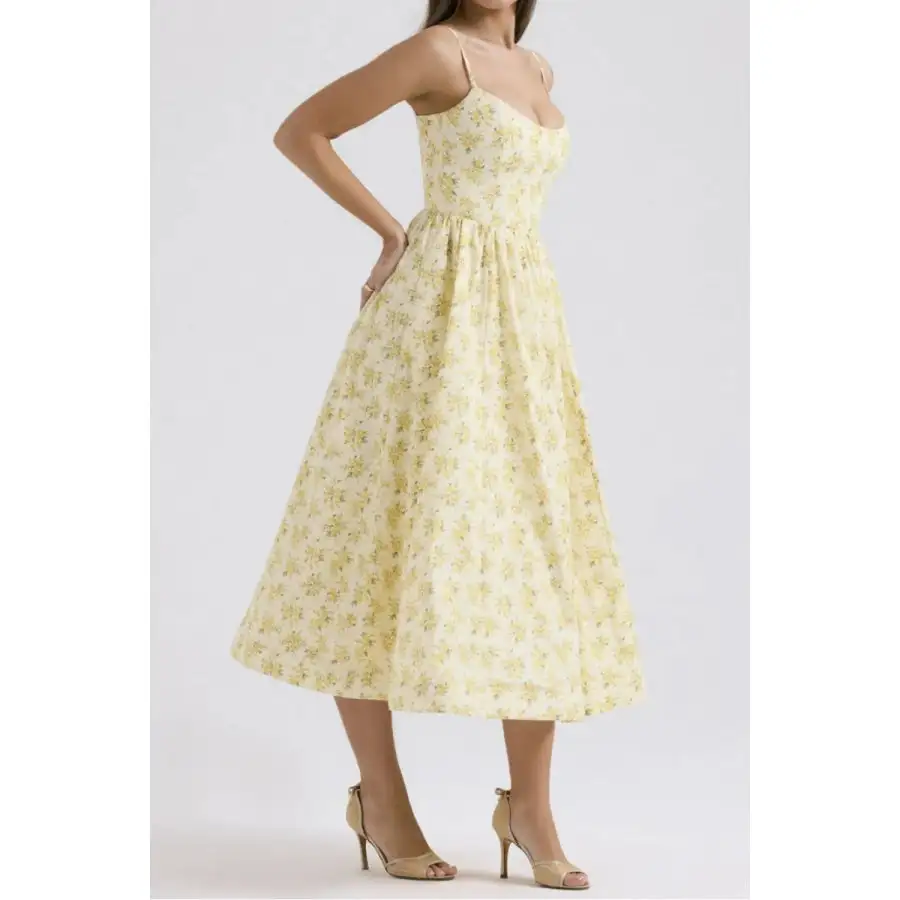Modern Print Spaghetti Strap Midi Dress