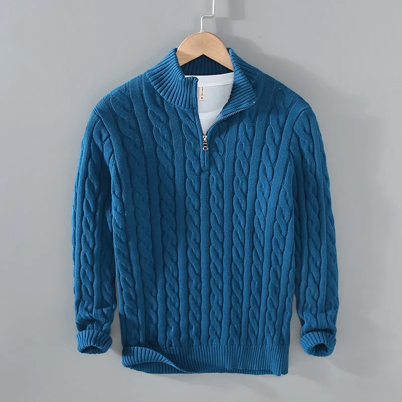 Cable-Knit Half-Zip Pullover