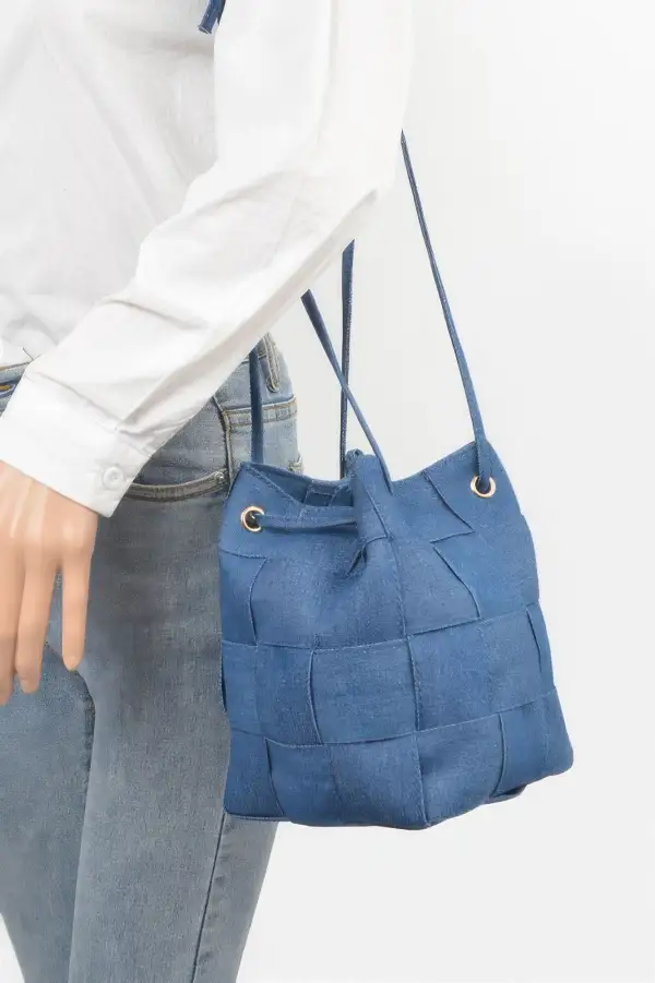 Braided Denim Bucket Bag