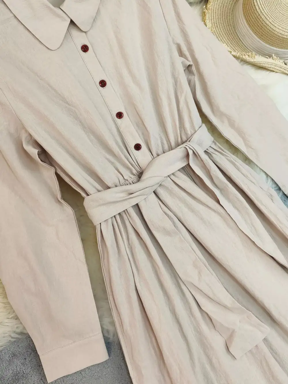 Tie Waist Ruffle Long Sleeve Dress Casual