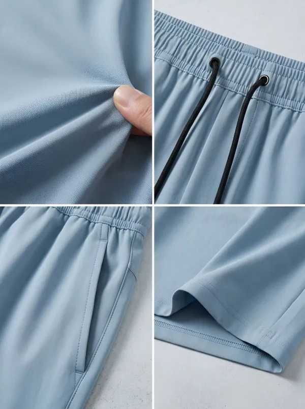 Clean-Line Ice-Silk Elastic-Waist Stretch Shorts