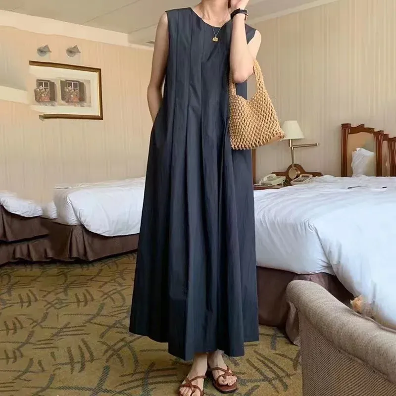 Sleeveless Pleated A-Line Dress