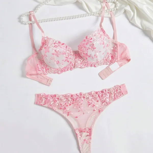 Underwire Floral Bra And Panty Set