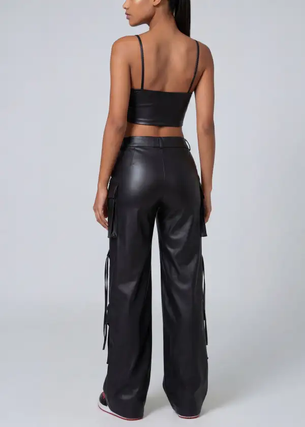 High-Waist Relaxed-Fit Wide-Leg Cargo Pants