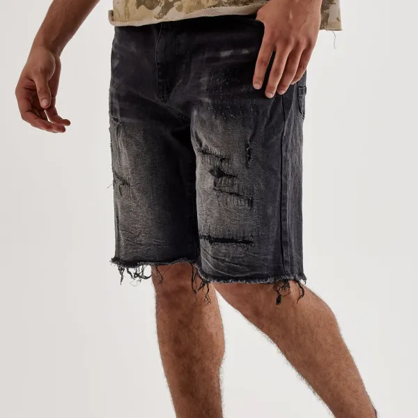 Distressed Denim Shorts
