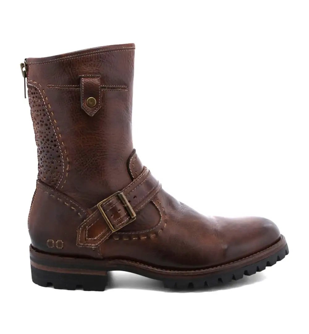 Back-Zip Perforated Moto Boots