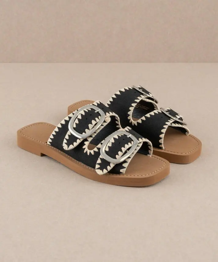 Double Buckle Effortless Flat Sandals