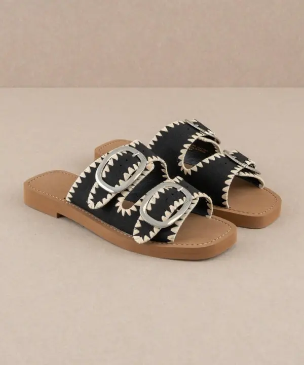 Double Buckle Effortless Flat Sandals