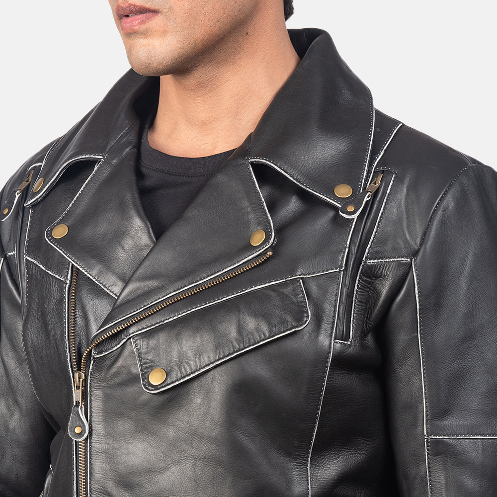 Men's Bold Profile Biker Leather Jacket
