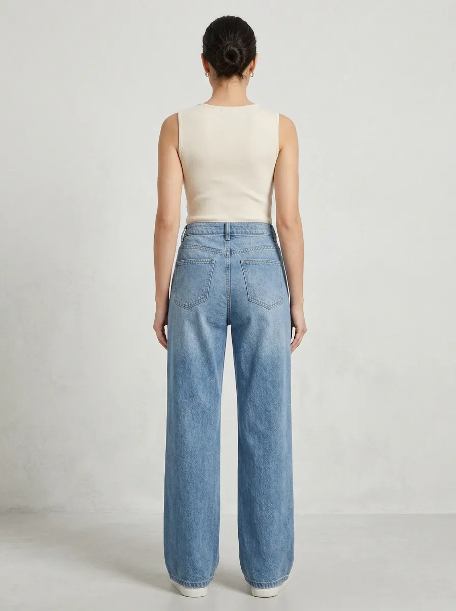 Women's Floral Embroidery Floral Vintage Wide Leg Jeans
