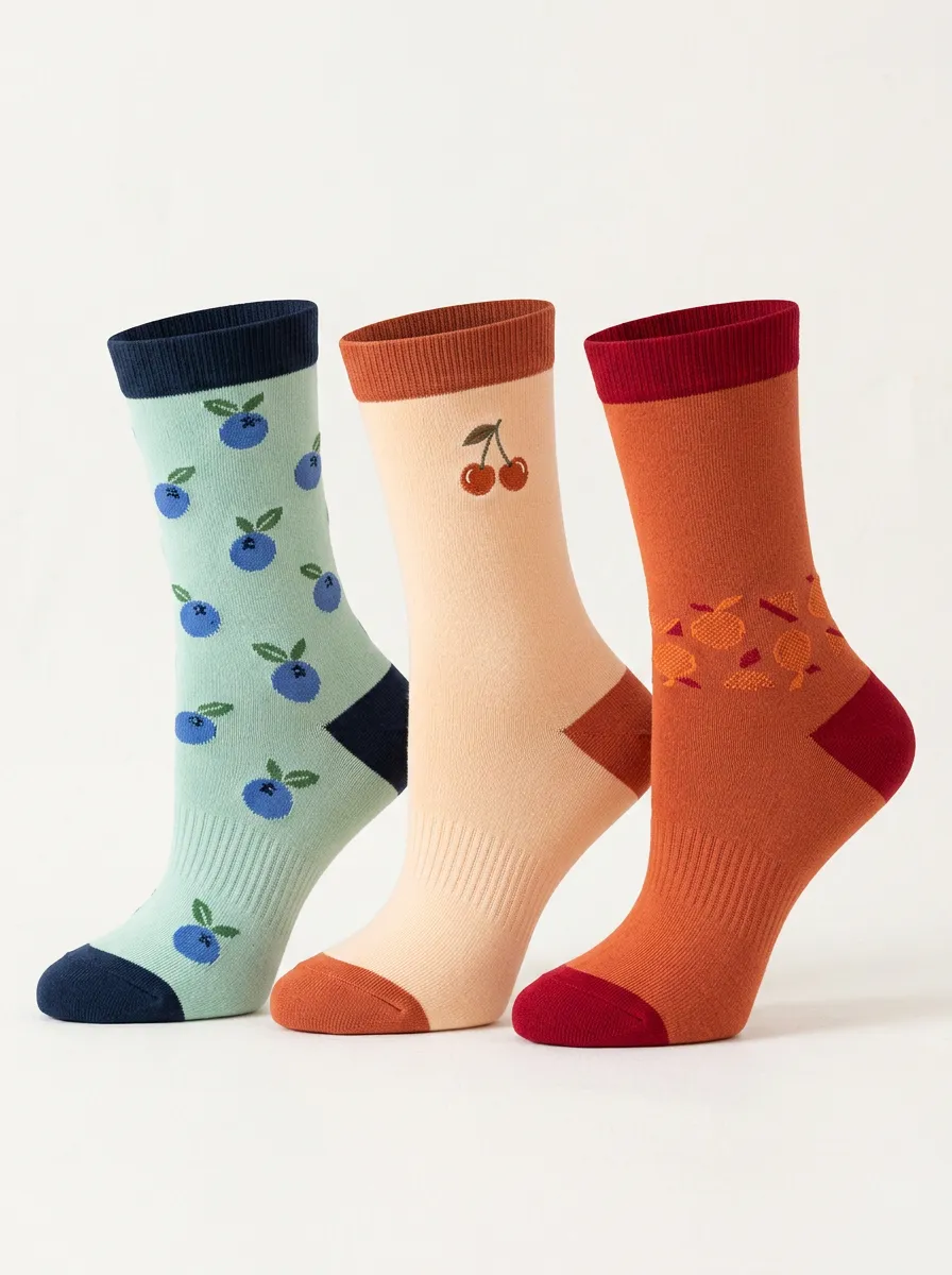 Daily Fruit Women's Three-Pair Crew Socks