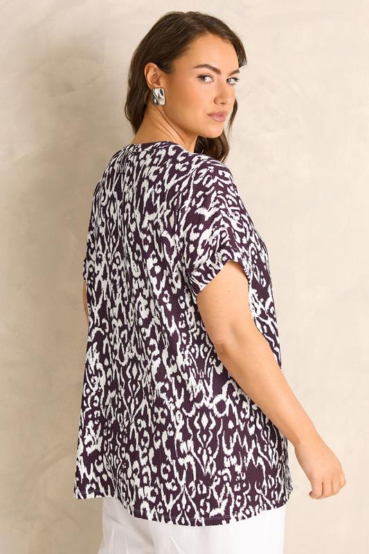 Berry Red Ikat Print Button Front Blouse detail 3