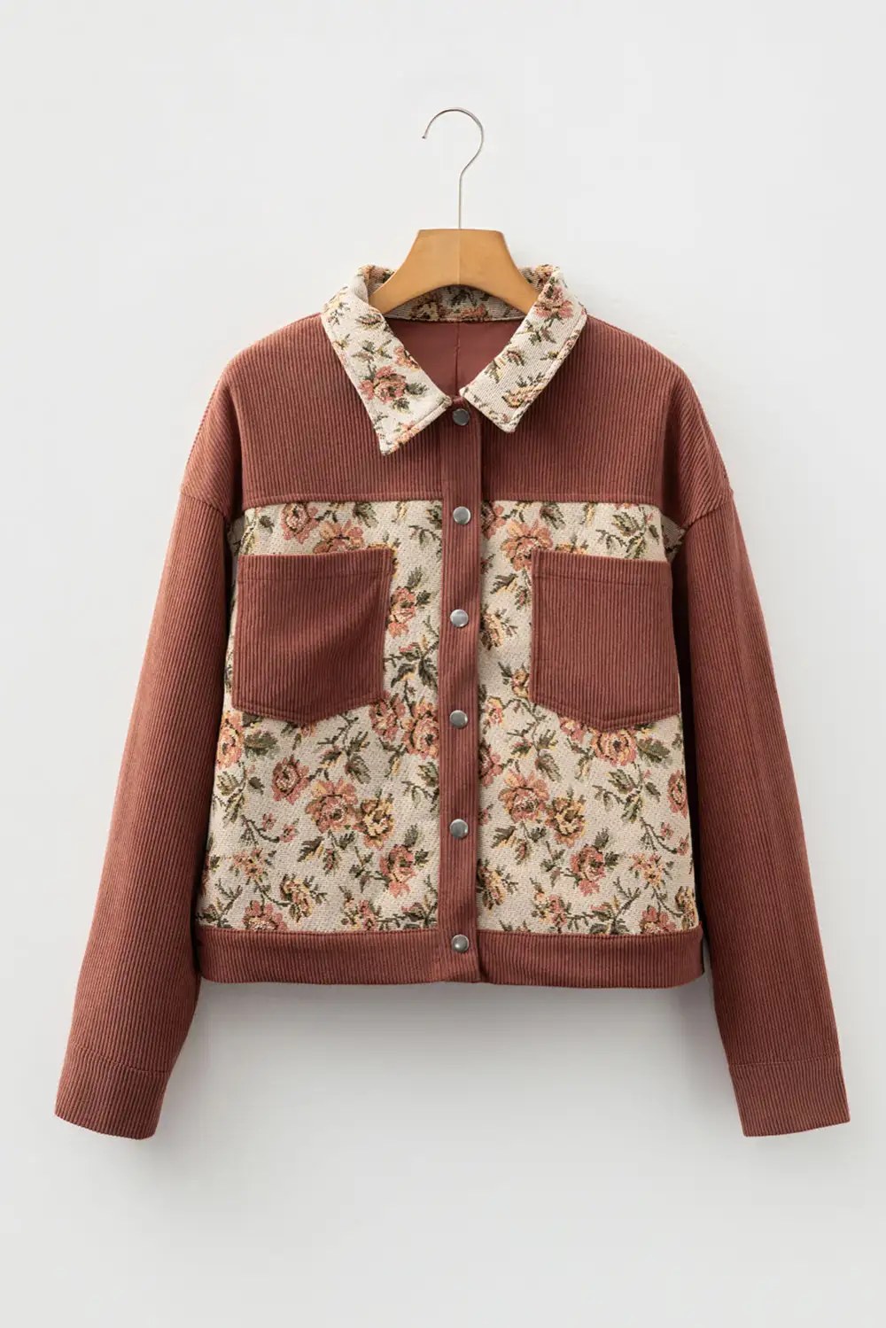 Collared Floral Patchwork Jacket