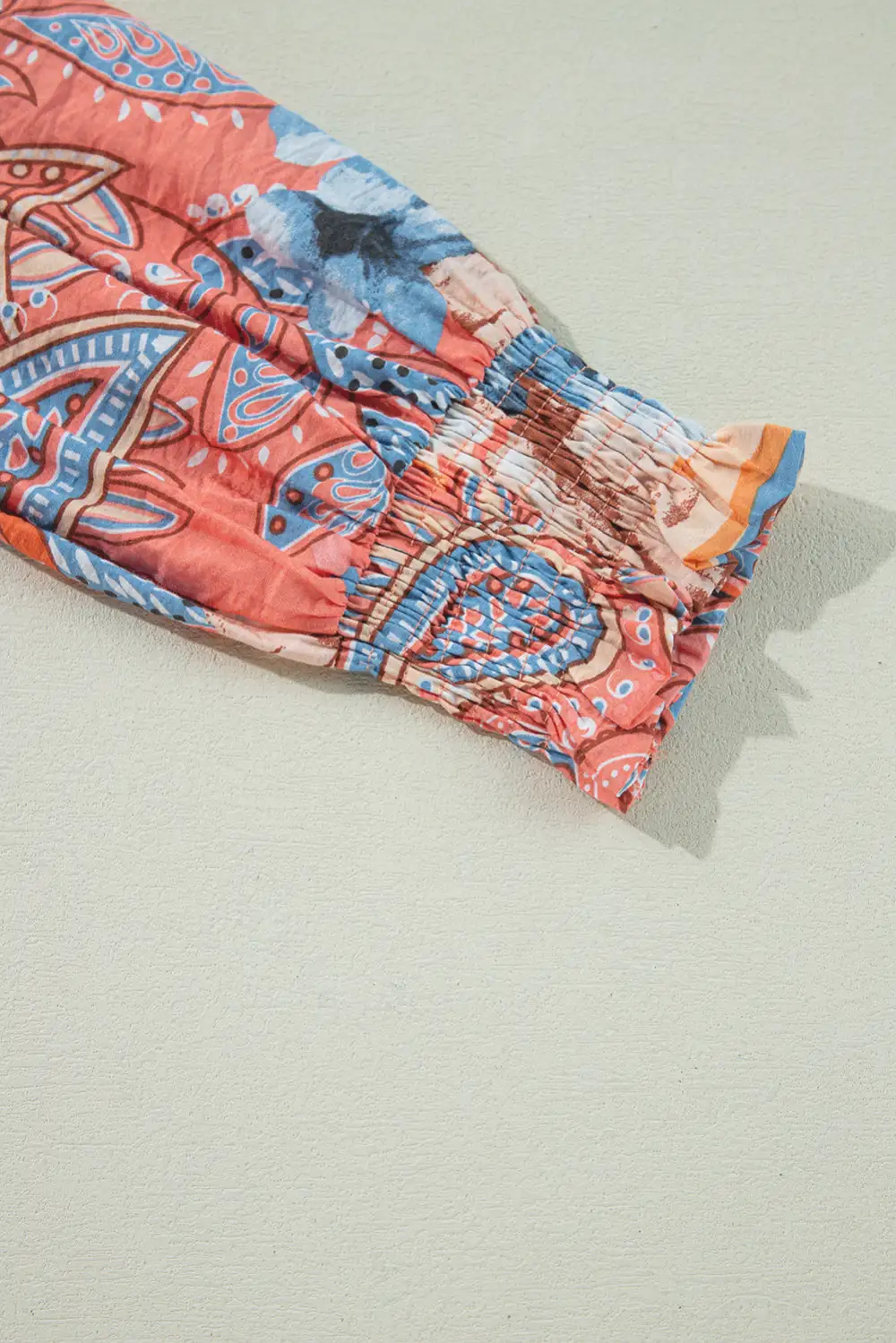 Floral Shirred Relaxed Fit Shirt Blouse