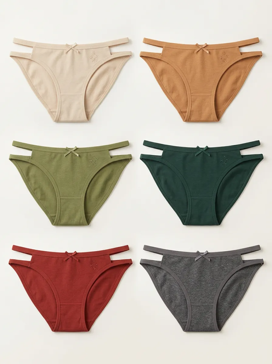 Women's Bow Detail Cutout Embroidered Brief Set